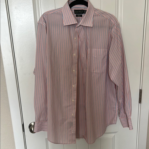Ralph Lauren Red and White Dress Shirt with Classic Pinstripes - Picture 1 of 3